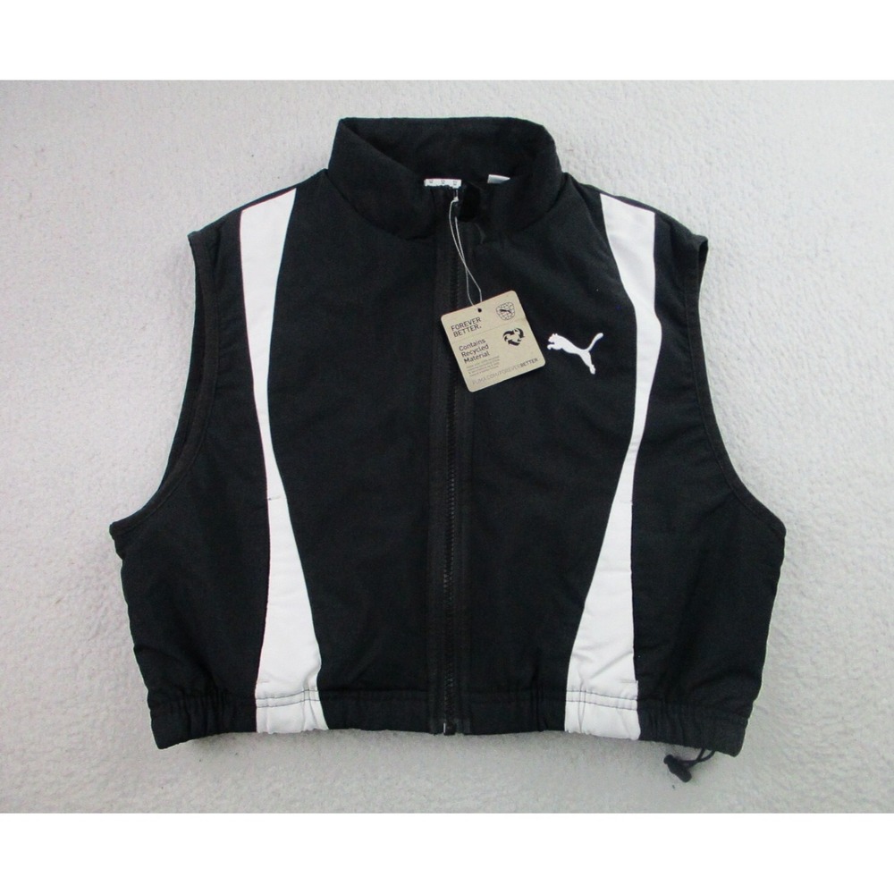 NWT Puma Dare To Woven Vest Womens XS Black Sleeveless‎ Full Zip Casual Athletic